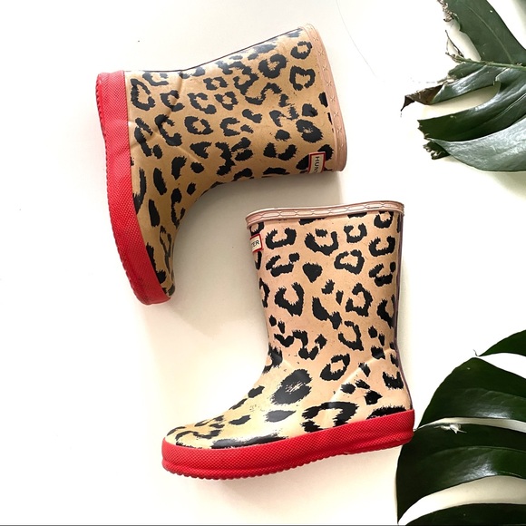 leopard rain boots hunter